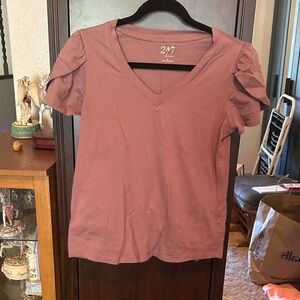 Maurices Mauve Short Sleeve V-Neck Top